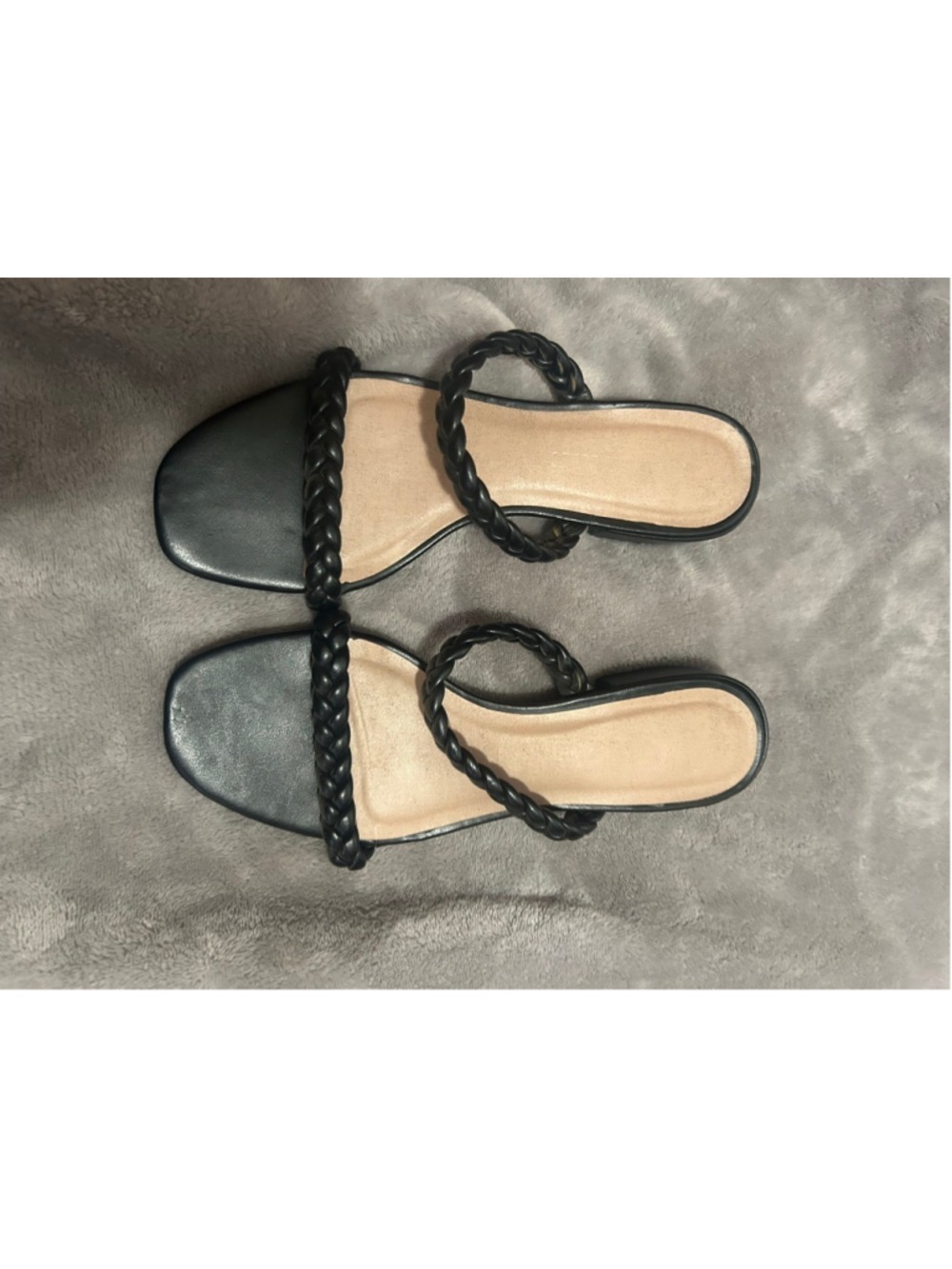 Women's Unbranded Black Braided Strap Flat Sandals Size 9